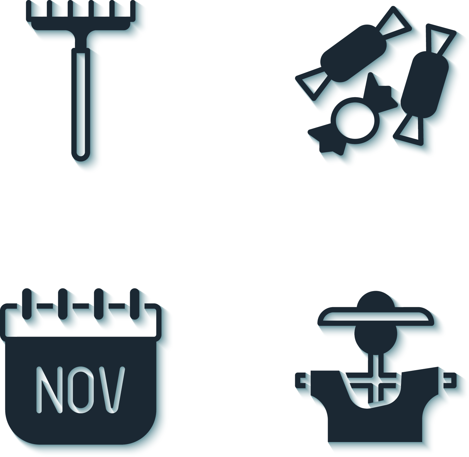 设置花园耙稻草人十一月日历设计元素图片