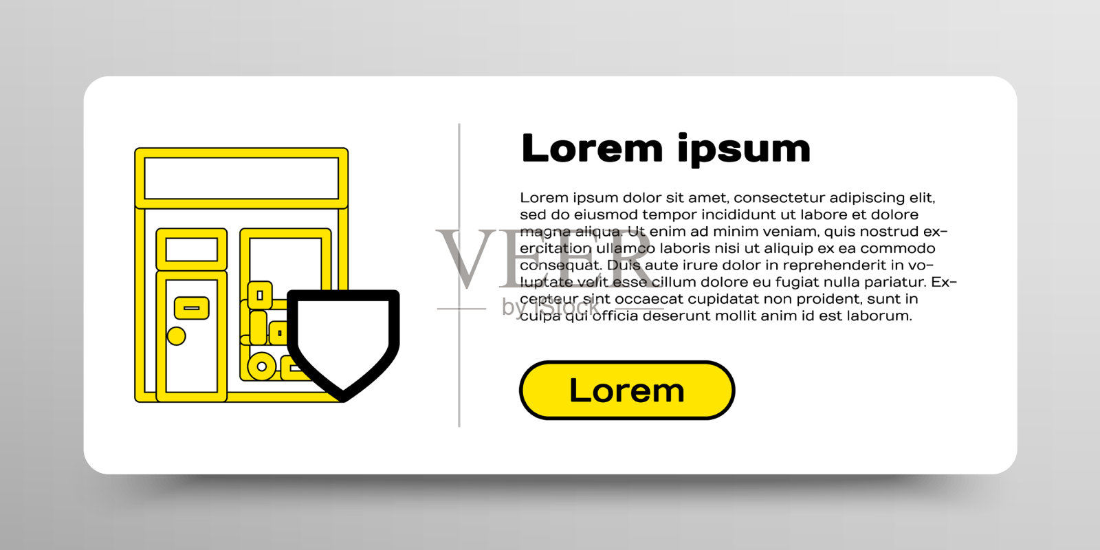 线购物大楼与盾牌图标隔离插画图片素材