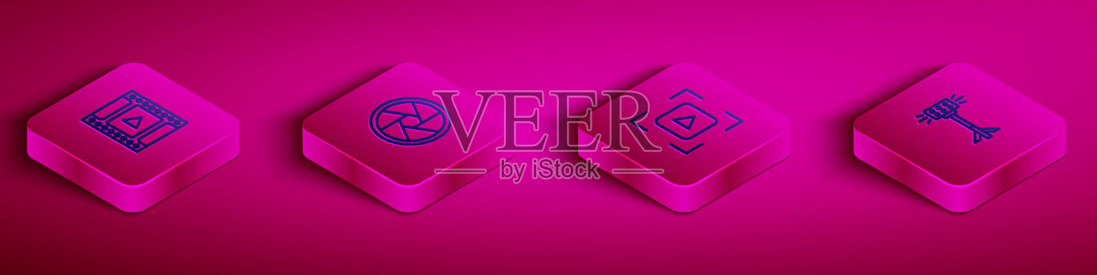 设置等距线相机胶卷墨盒插画图片素材