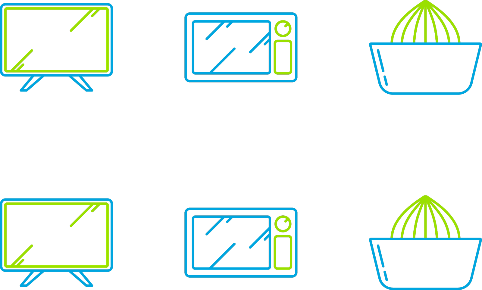 设置线柑橘果汁机智能电视和设计元素图片