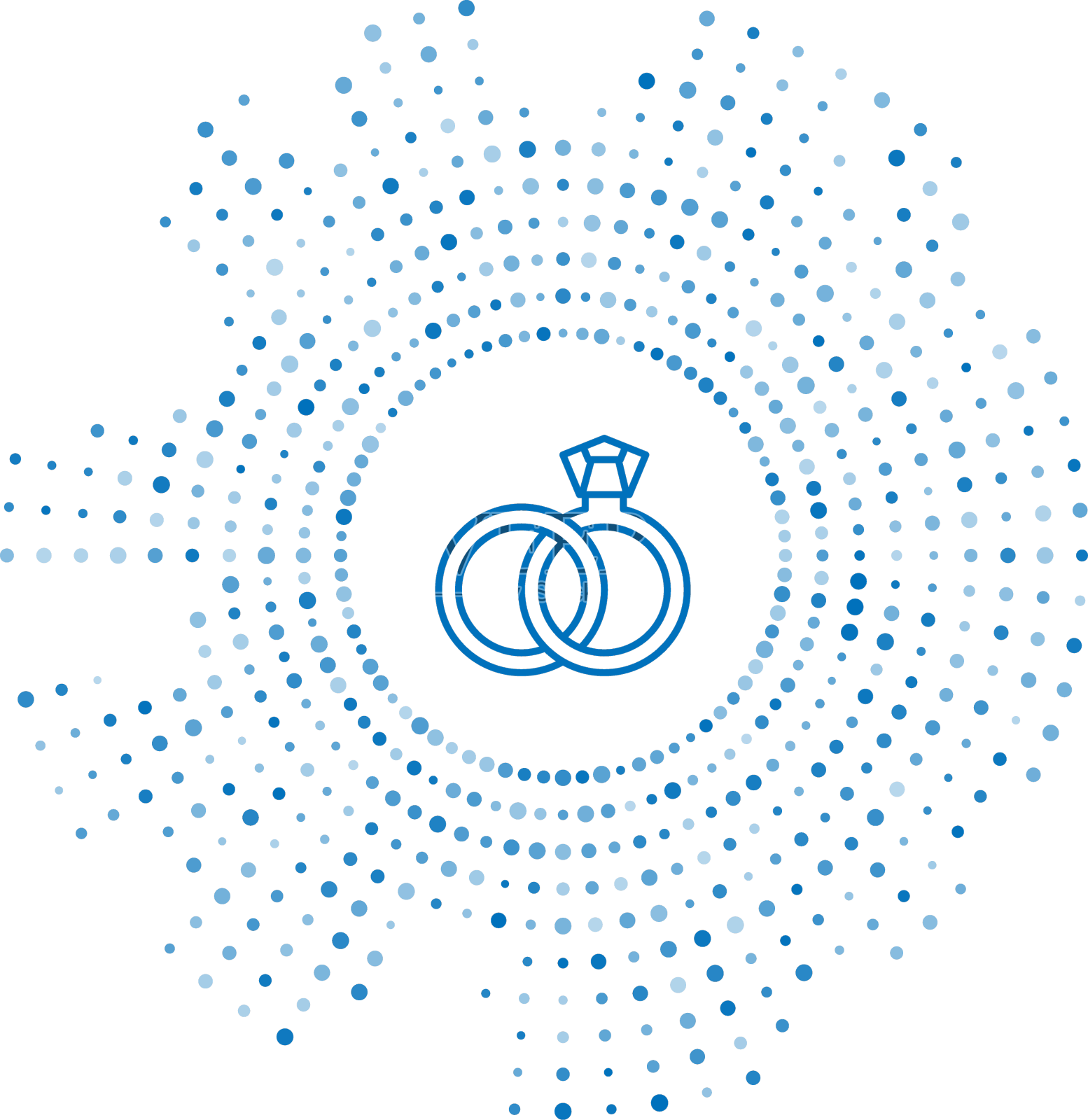 蓝线婚戒图标孤立在白色上设计元素图片