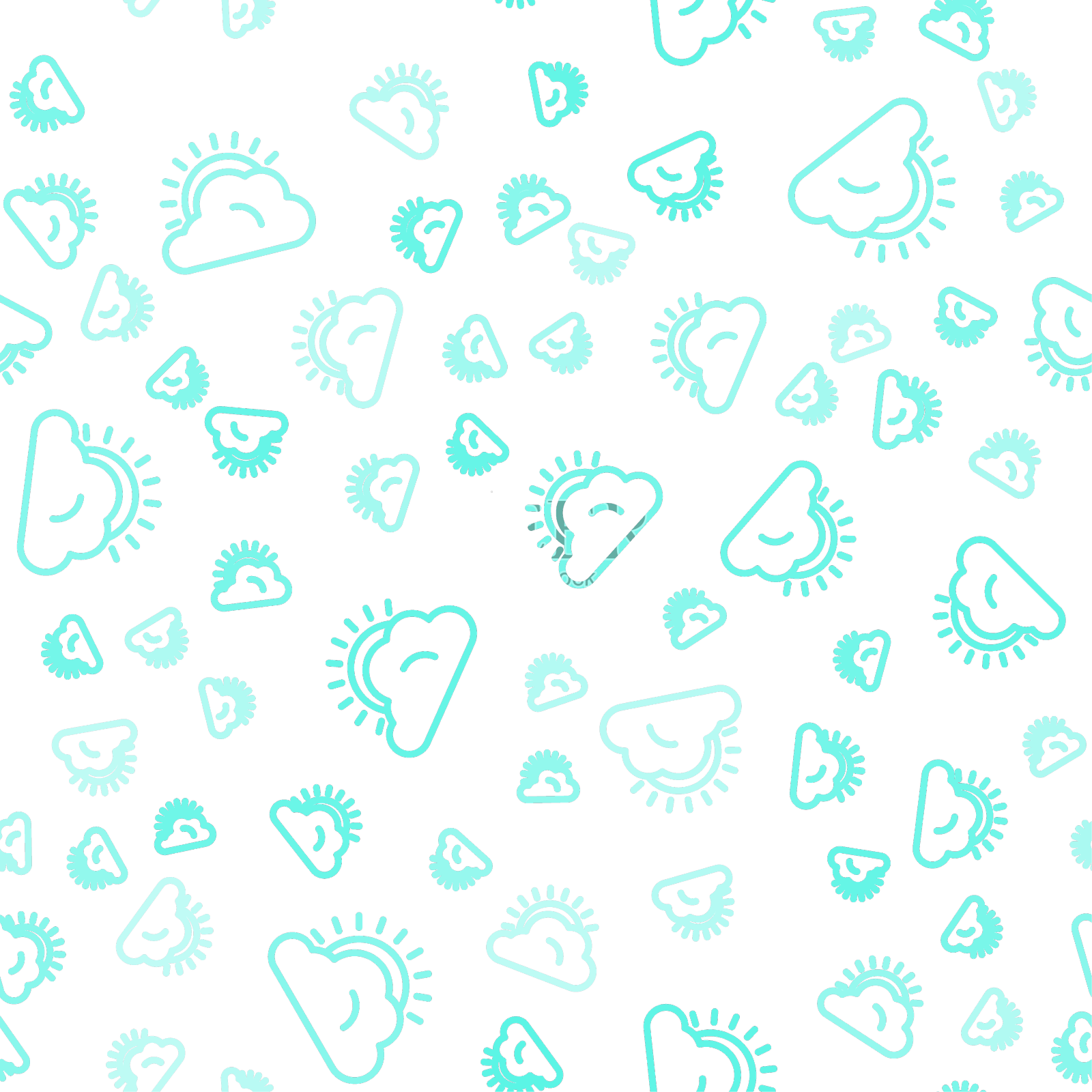 绿线太阳和云天气图标隔离设计元素图片