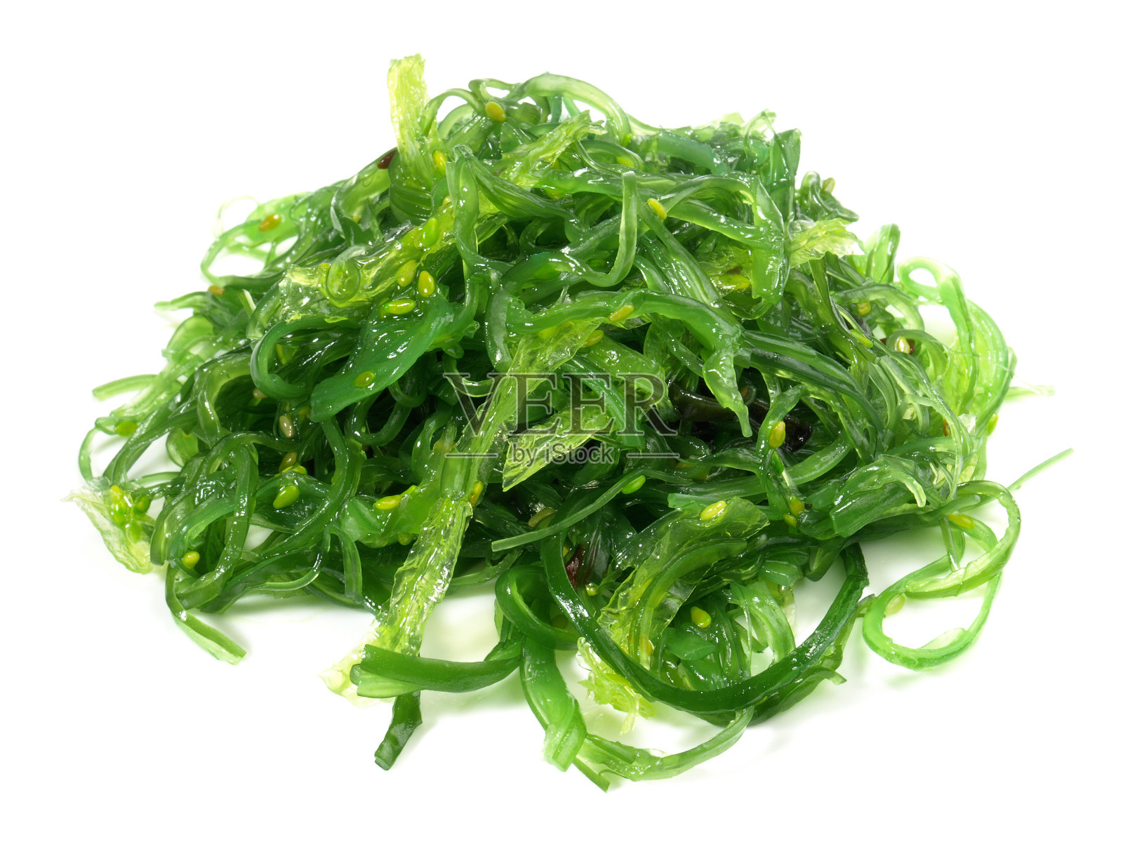 海藻沙拉-健康营养隔离在白色背景照片摄影图片