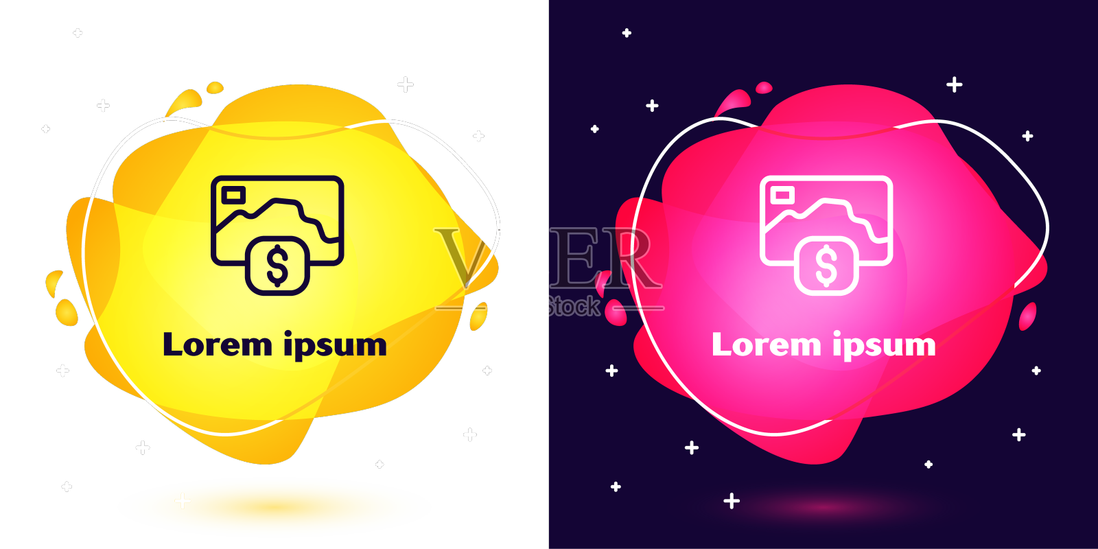 设置线信用卡图标隔离在蓝色设计元素图片