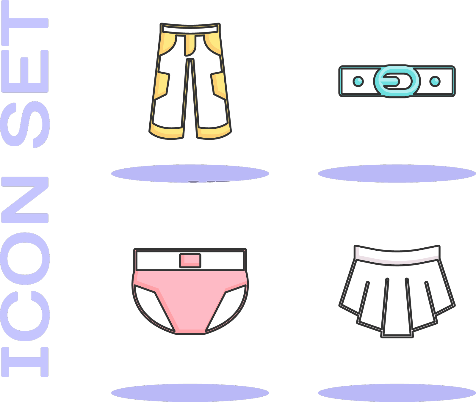 集裙裤男士内裤和腰带icon设计元素图片