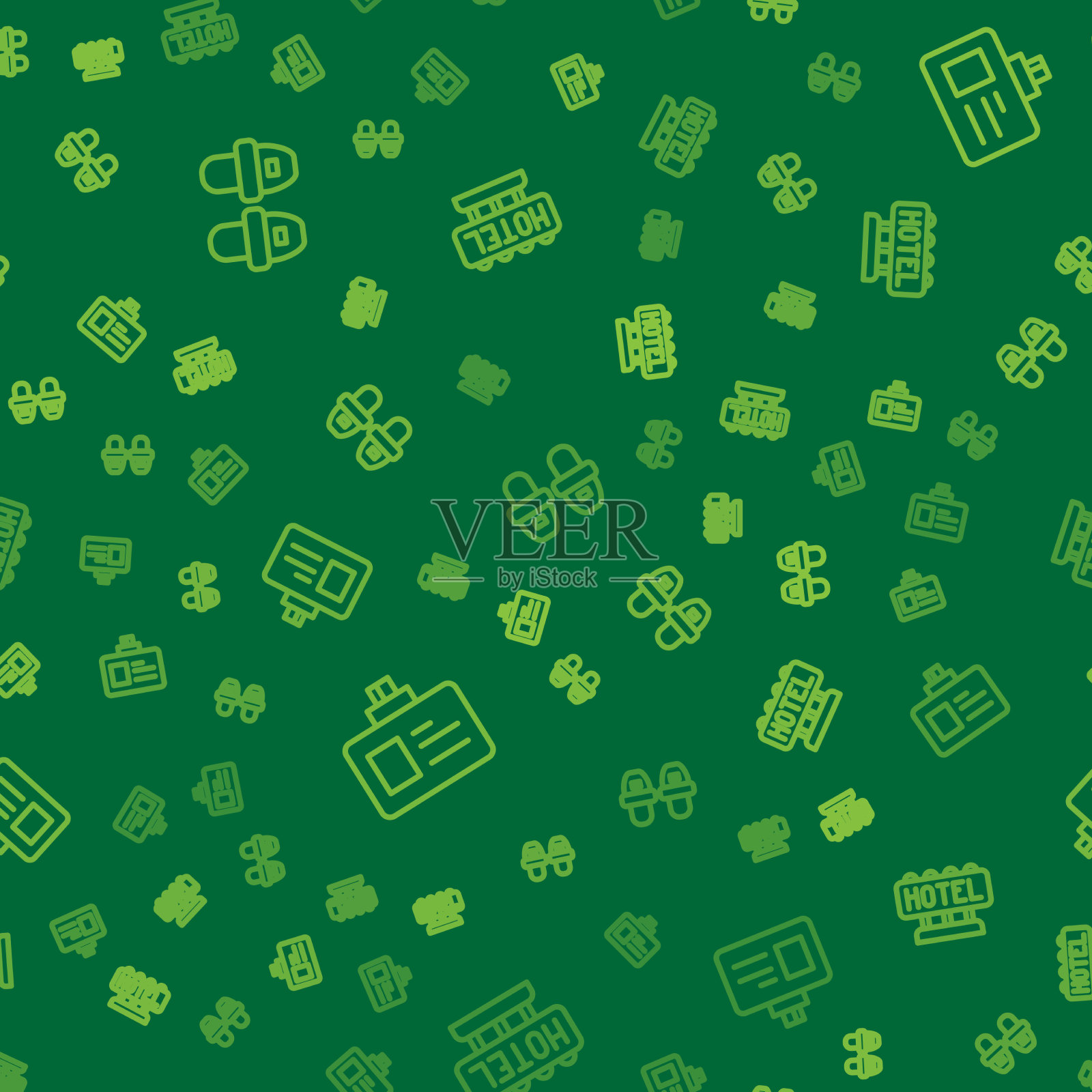 设置行酒店拖鞋识别徽章和插画图片素材