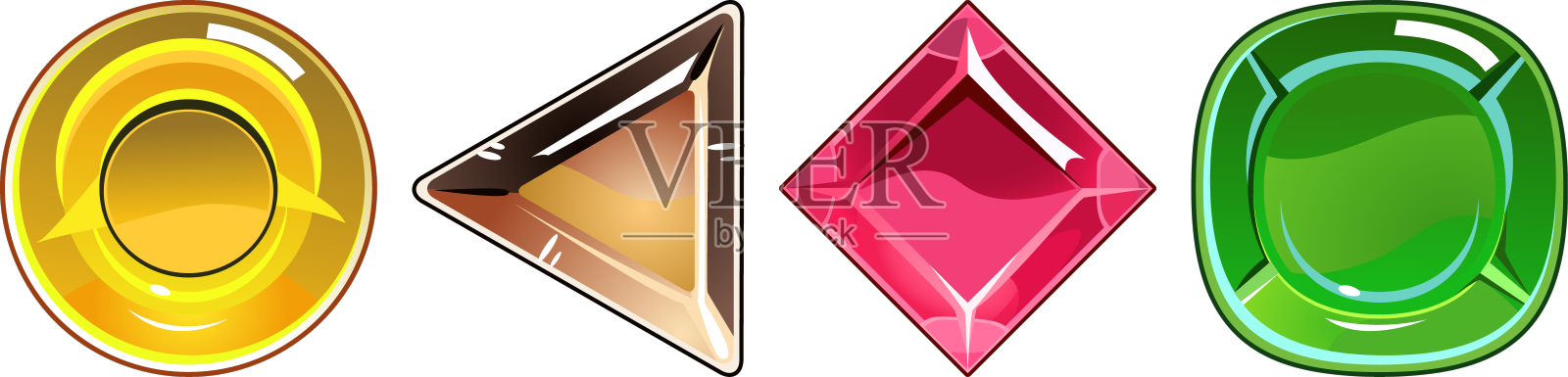 梦幻珠宝宝石和水晶石的游戏设计元素图片