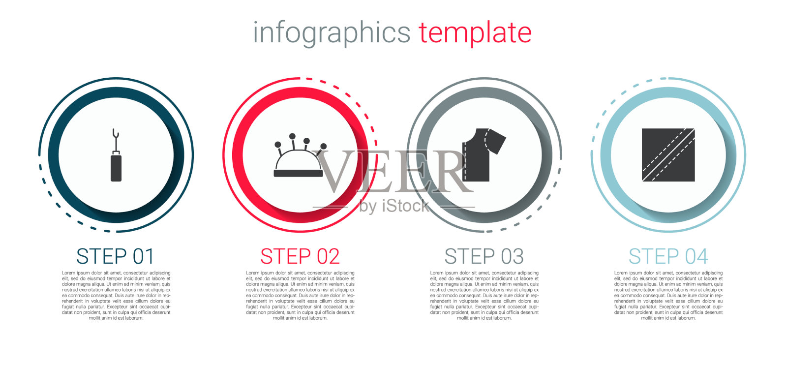 设置锥子工具针床和针缝插画图片素材