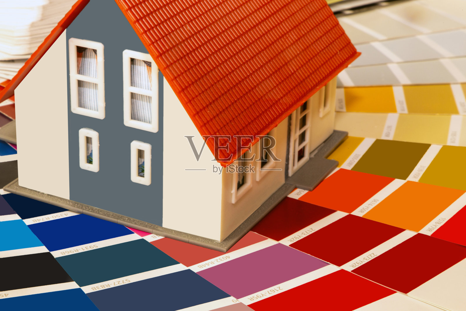 以样板房为象征形象的彩扇为新立面涂料照片摄影图片