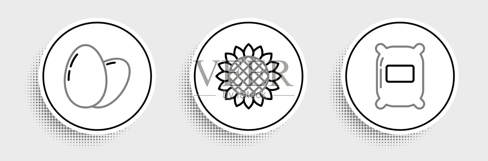 将面粉、鸡蛋、葵花籽等放入袋中插画图片素材