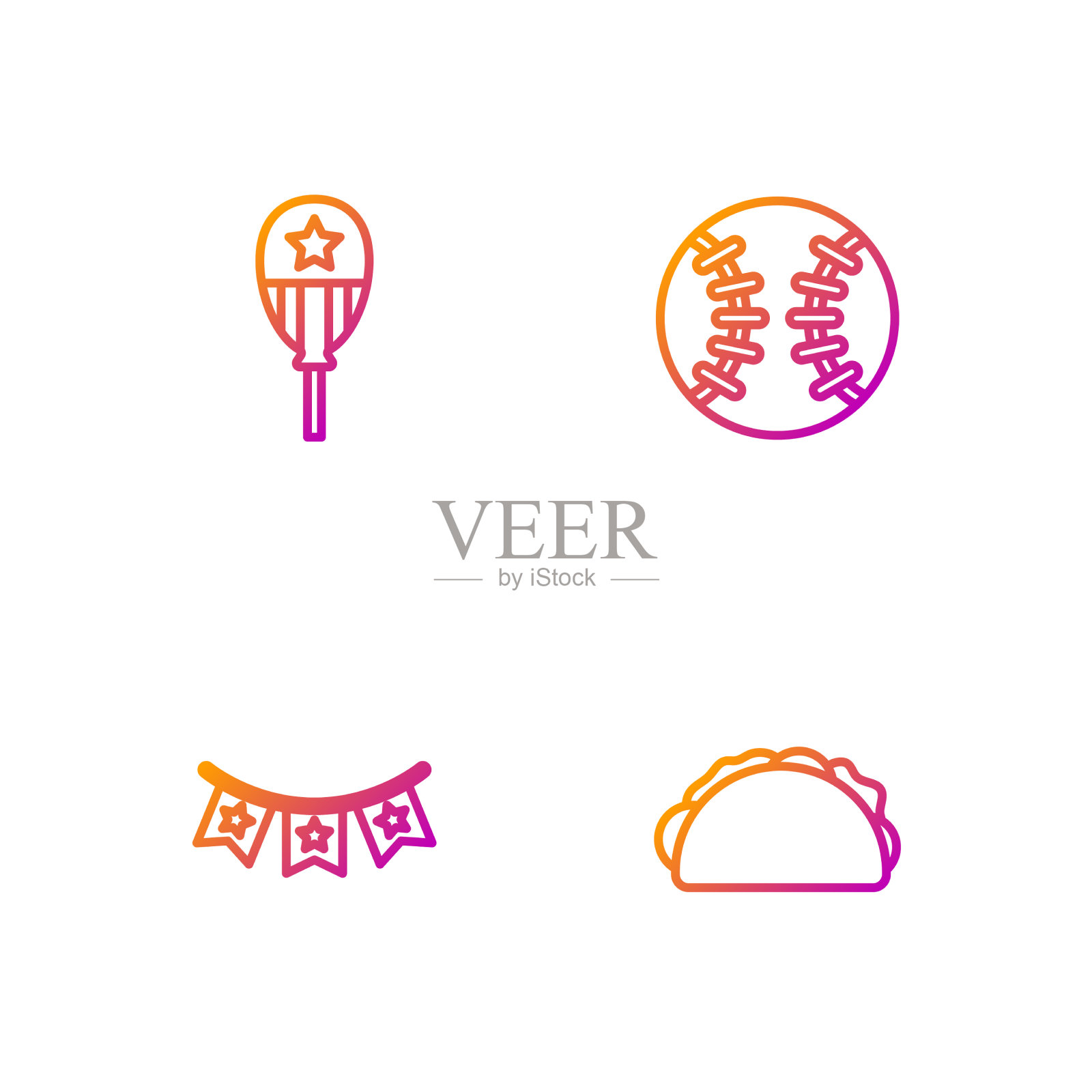 设置线玉米卷饼嘉年华花环插画图片素材