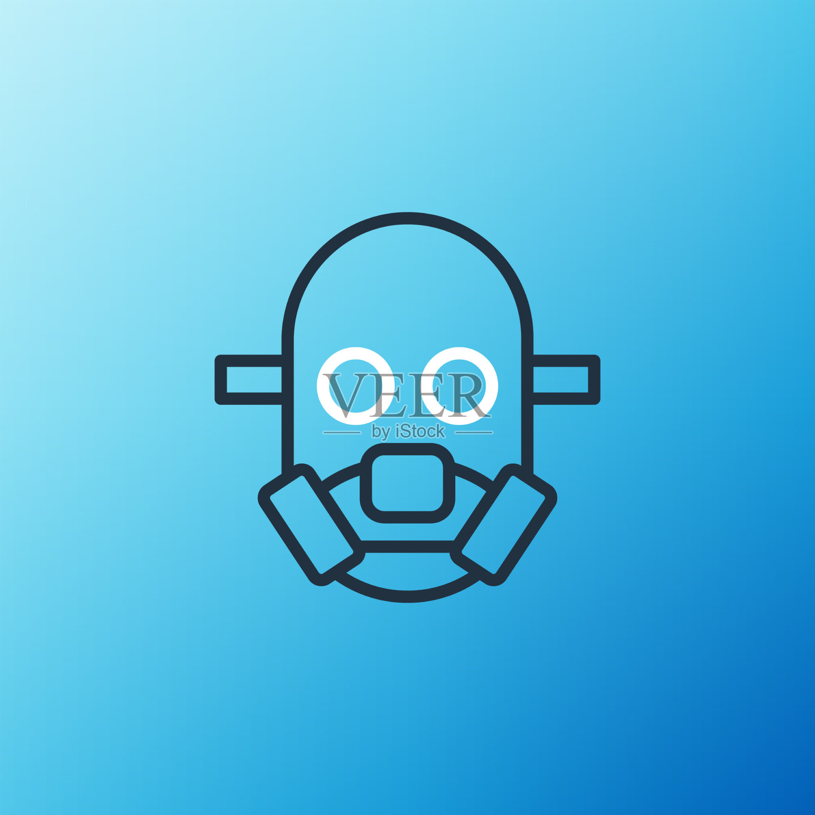 线防毒面具图标隔离在蓝色背景插画图片素材