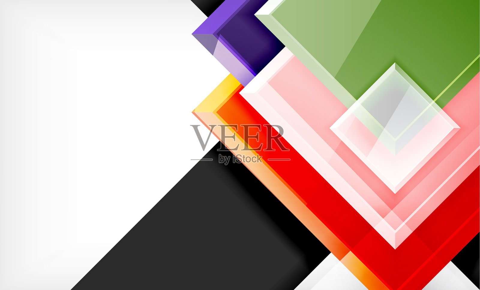 色彩鲜艳的方形几何块插画图片素材