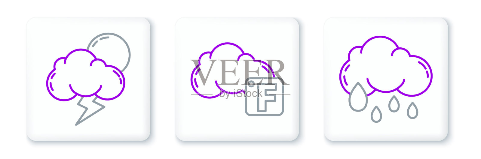 设置云与暴雨和华氏和插画图片素材