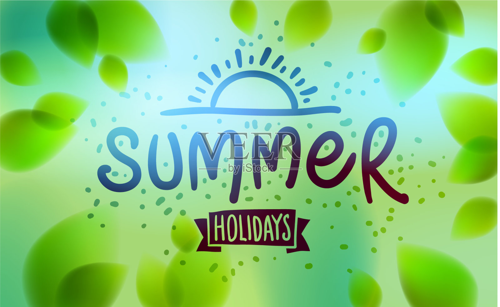 夏天的字画在窗户上新鲜的绿叶插画图片素材