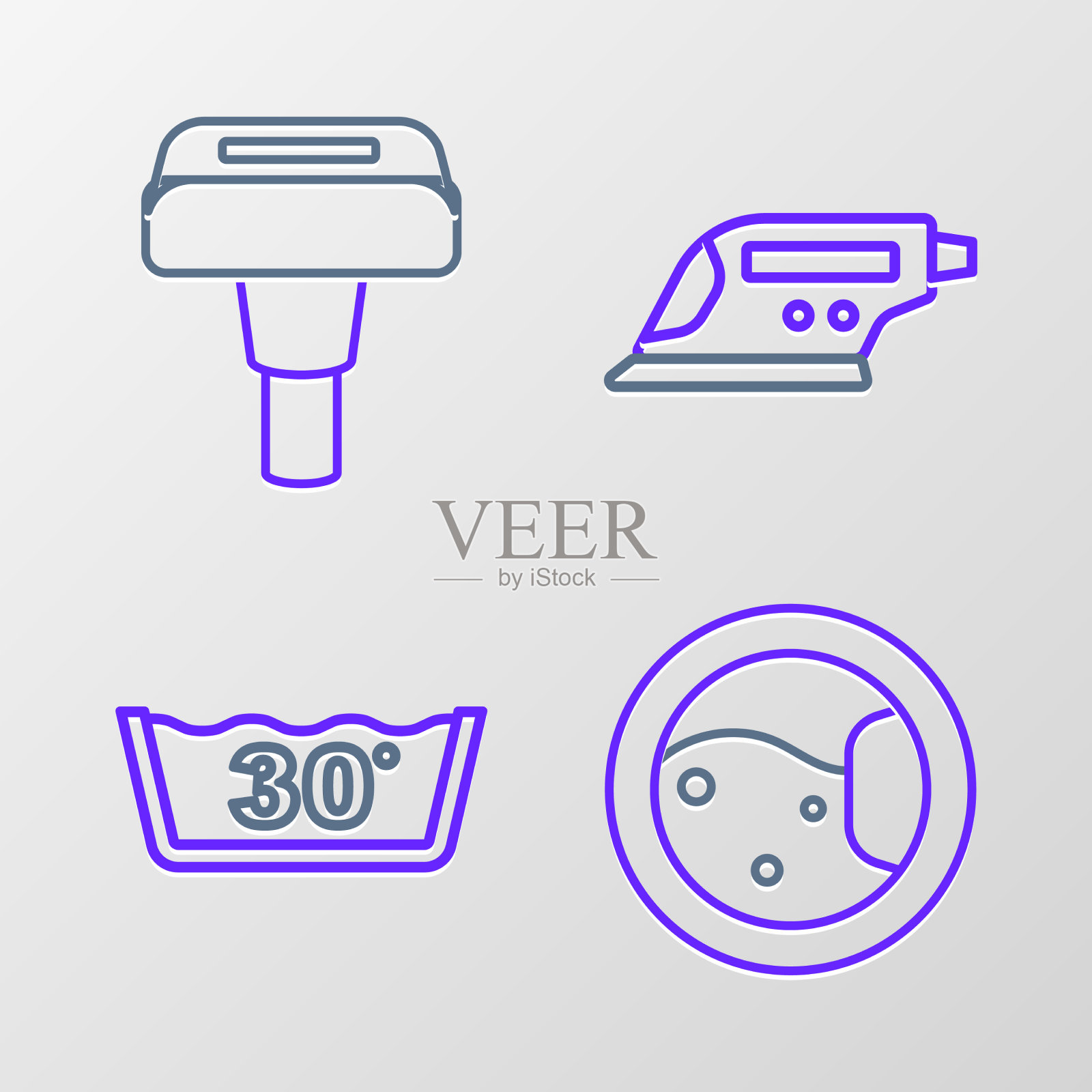 设定洗线机温度洗电熨斗插画图片素材