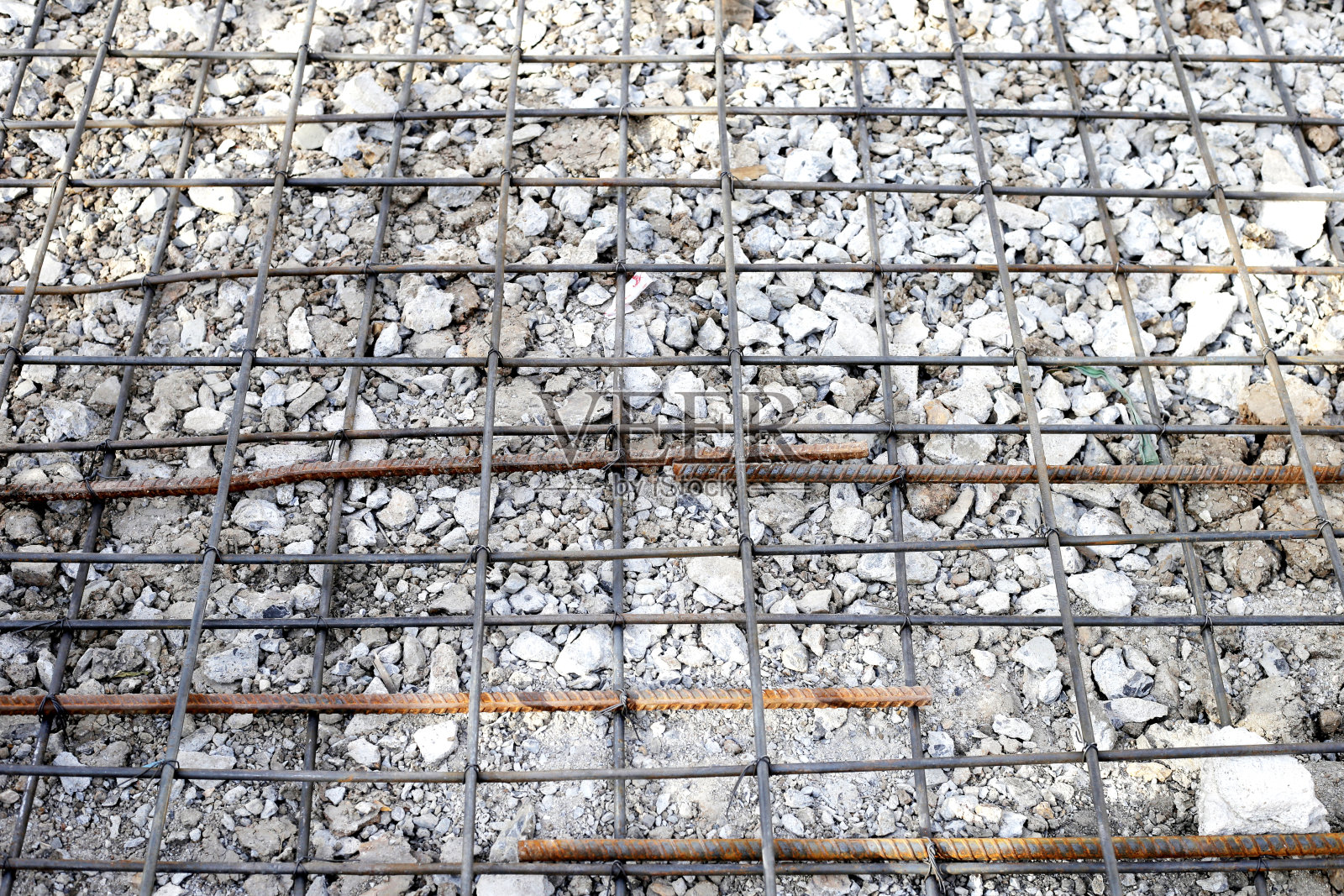 钢筋前浇筑混凝土、混凝土楼板照片摄影图片