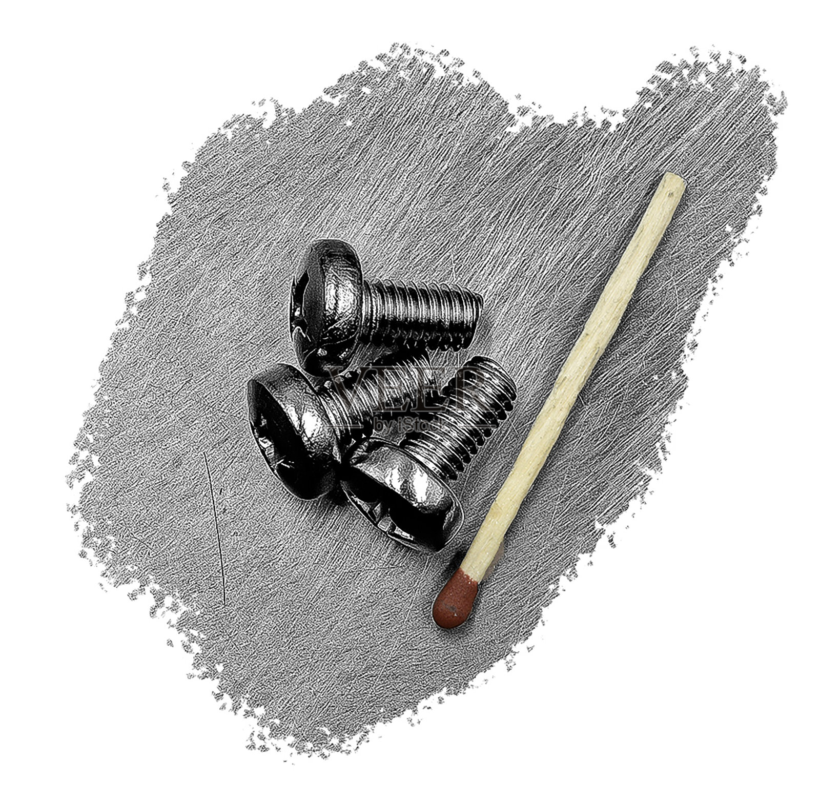 灰色背景上的不锈钢螺丝螺栓照片摄影图片