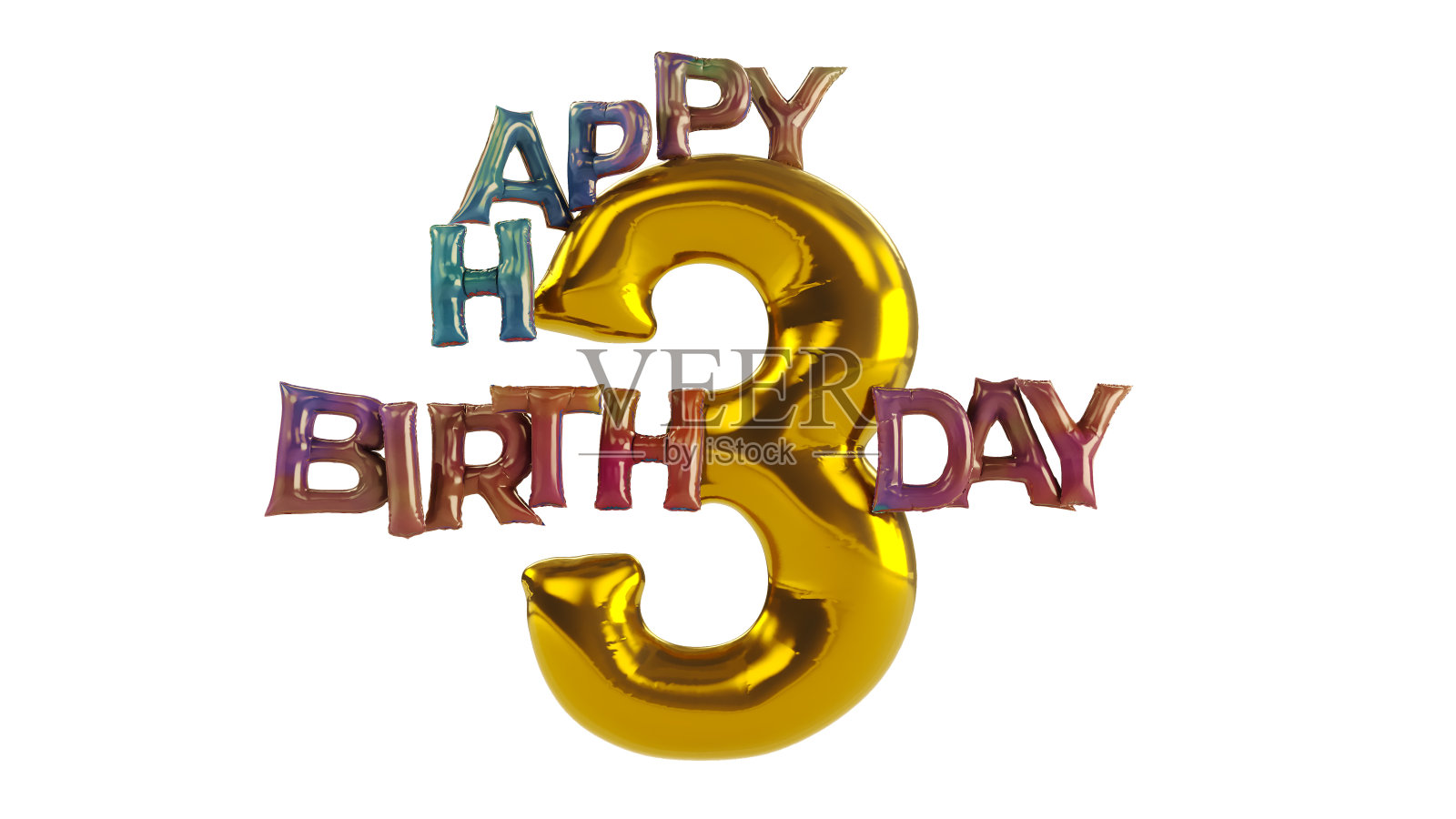 白色背景的生日快乐气球文字照片摄影图片