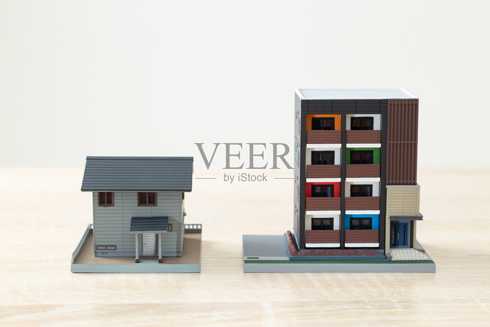 公寓和独立住宅的模型照片摄影图片
