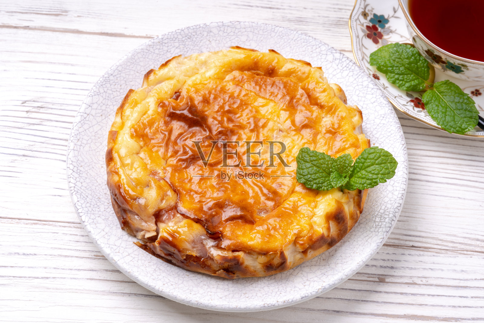 无花果果酱芝士蛋糕照片摄影图片