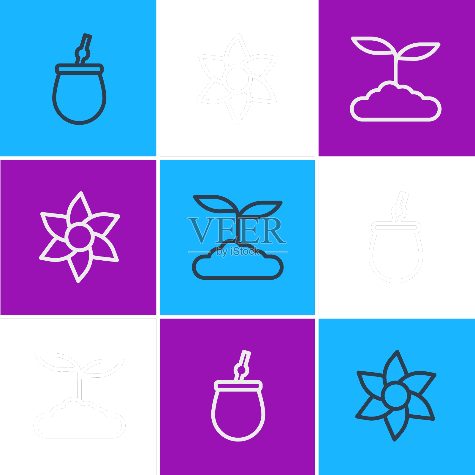 设置一行大副茶的茶叶和花的图标设计元素图片