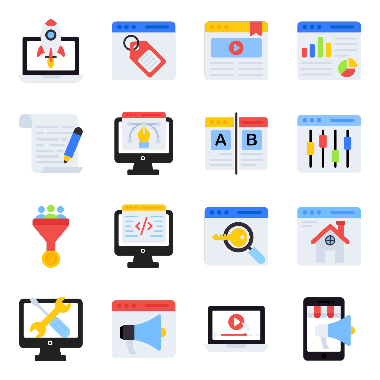 包的在线营销平面图标设计元素图片