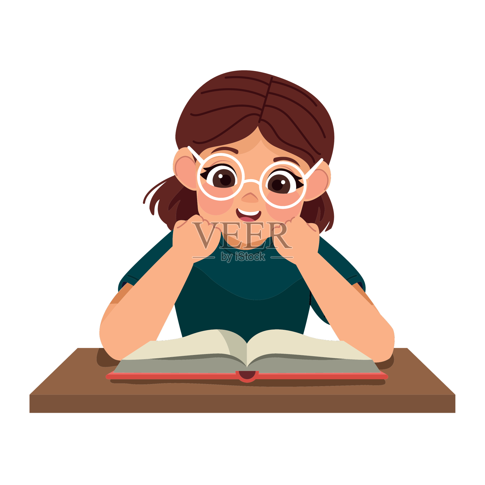 戴眼镜学习的女人设计元素图片