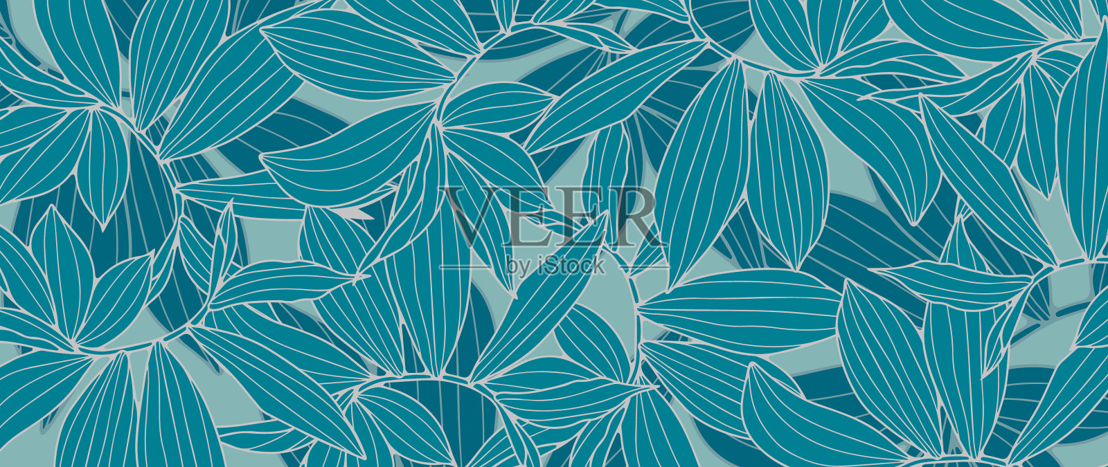 蓝色的植物背景与分支插画图片素材