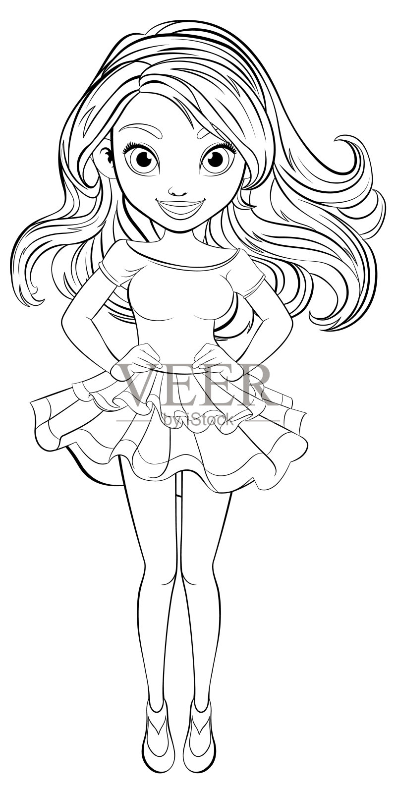 微笑的女人在迷你裙:矢量插图插画图片素材