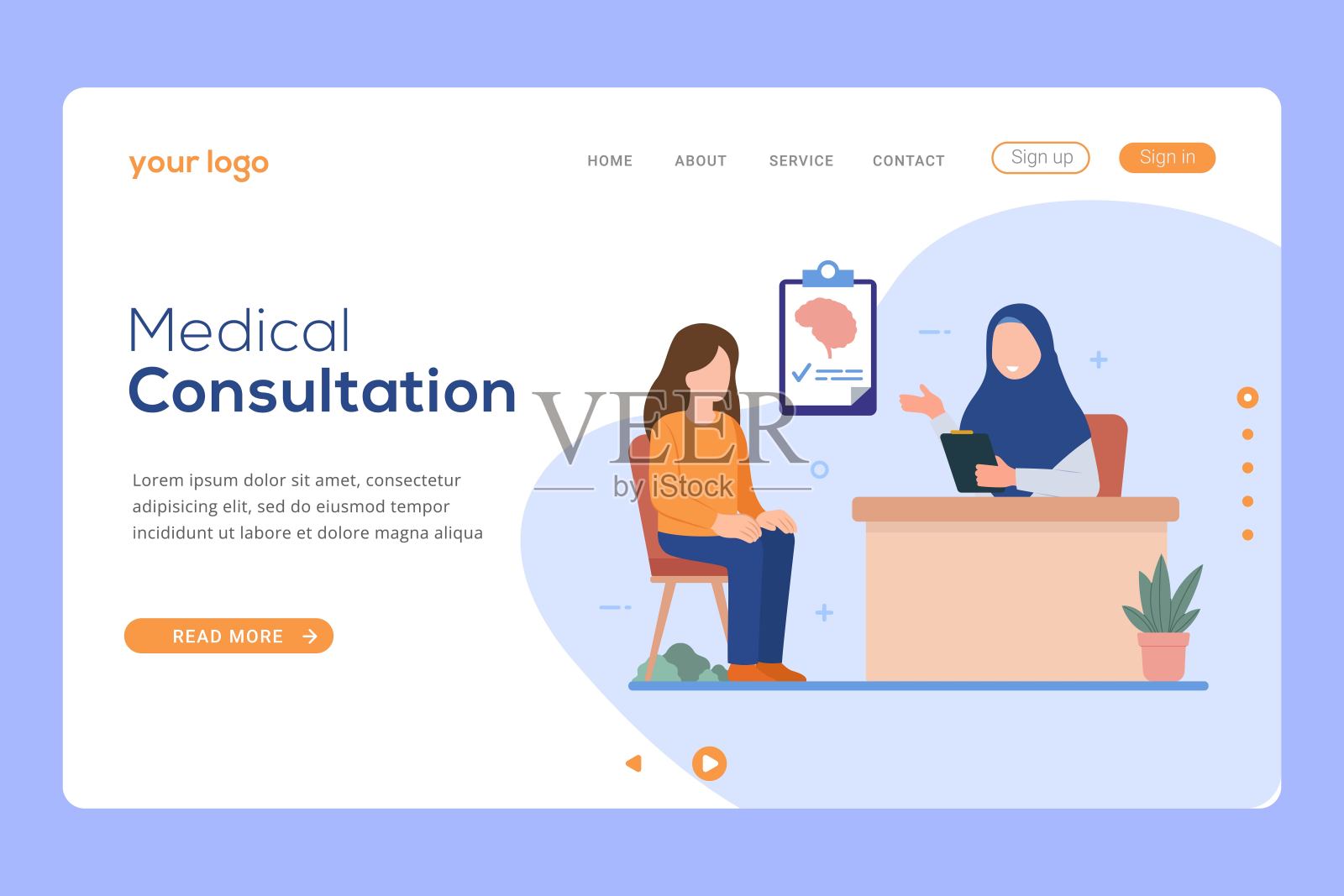 医疗咨询网页设计模板插画图片素材