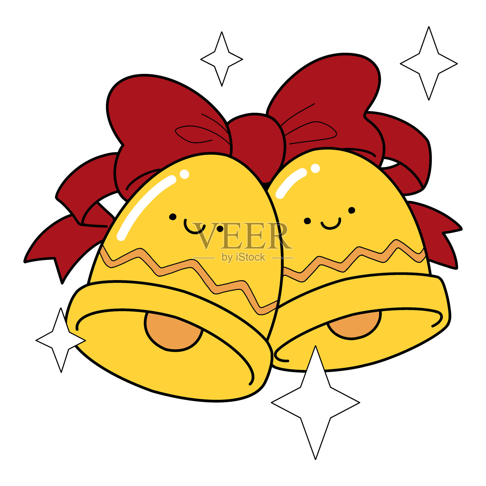 金色圣诞钟插画图片素材