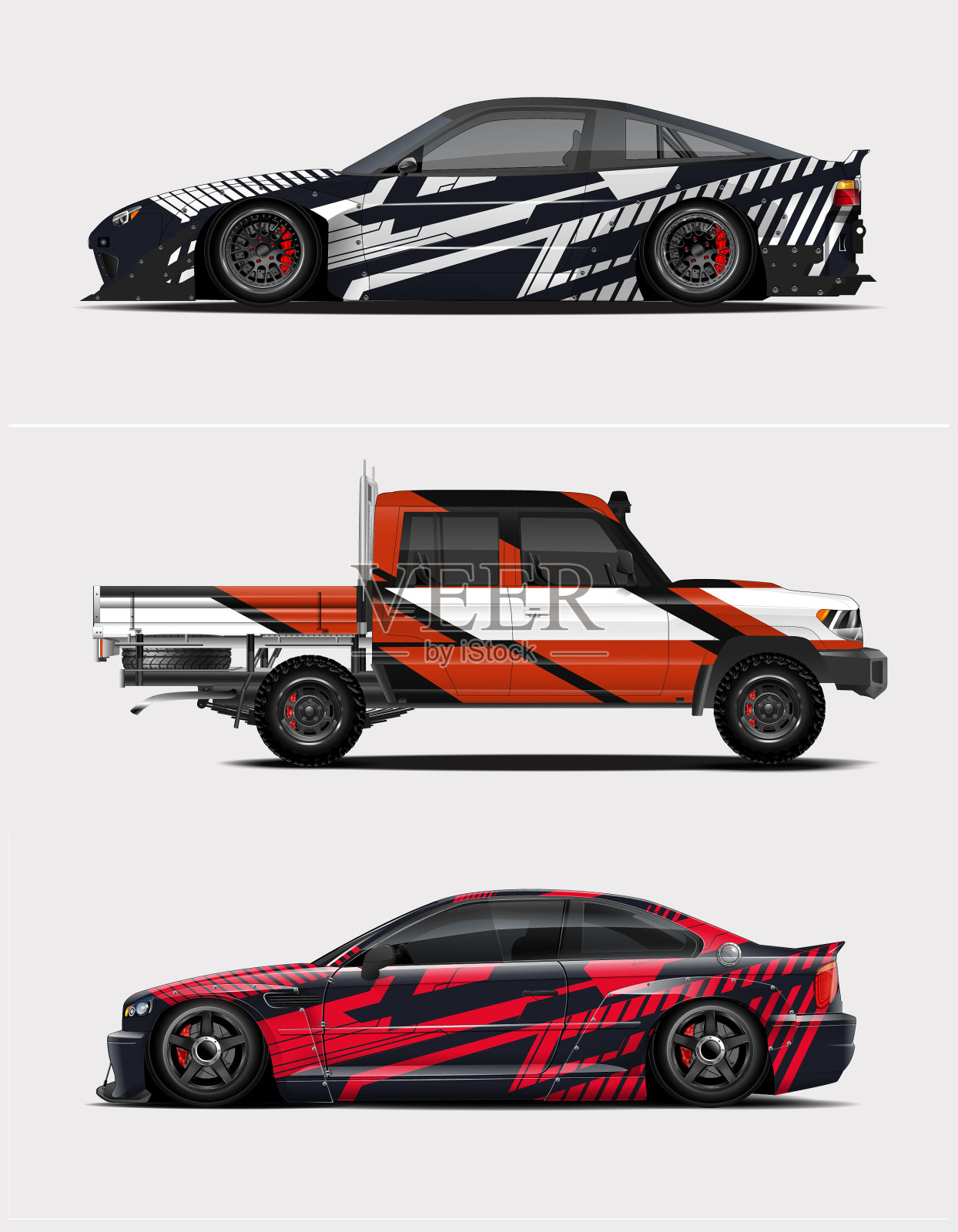 现代风格的汽车包裹涂装设计跑车插画图片素材