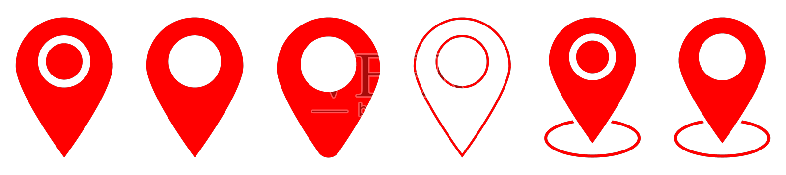 一套红色的地图图钉图标设计可以用于网页设计元素图片