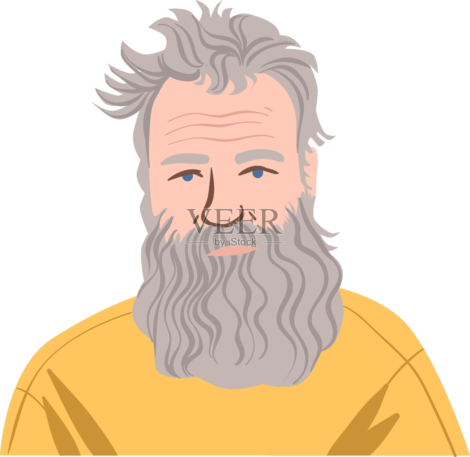 长胡子的扁平老人设计元素图片