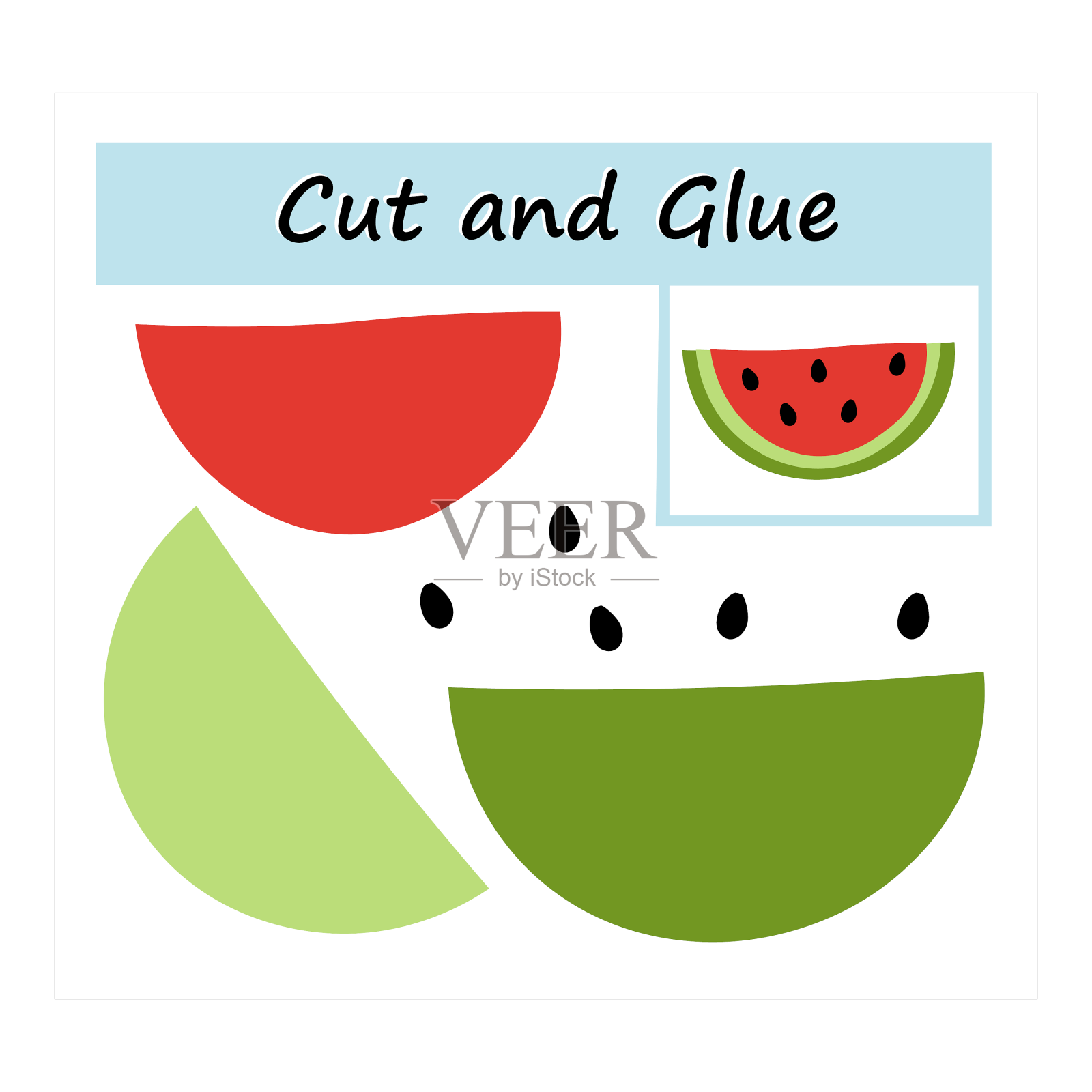 剪下图像的一部分，然后粘在纸上设计元素图片