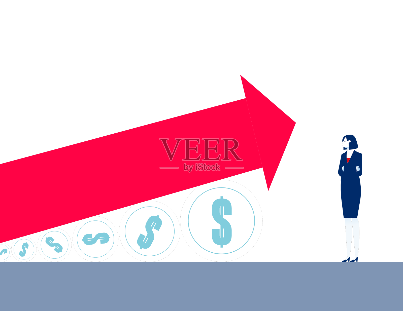 越来越多的硬币支撑着箭的生意设计元素图片