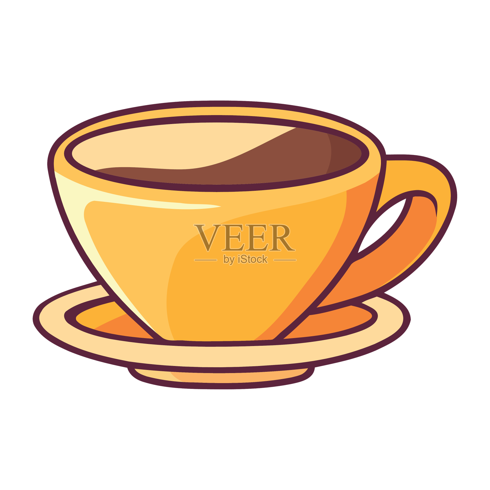 咖啡杯装在盘子里设计元素图片