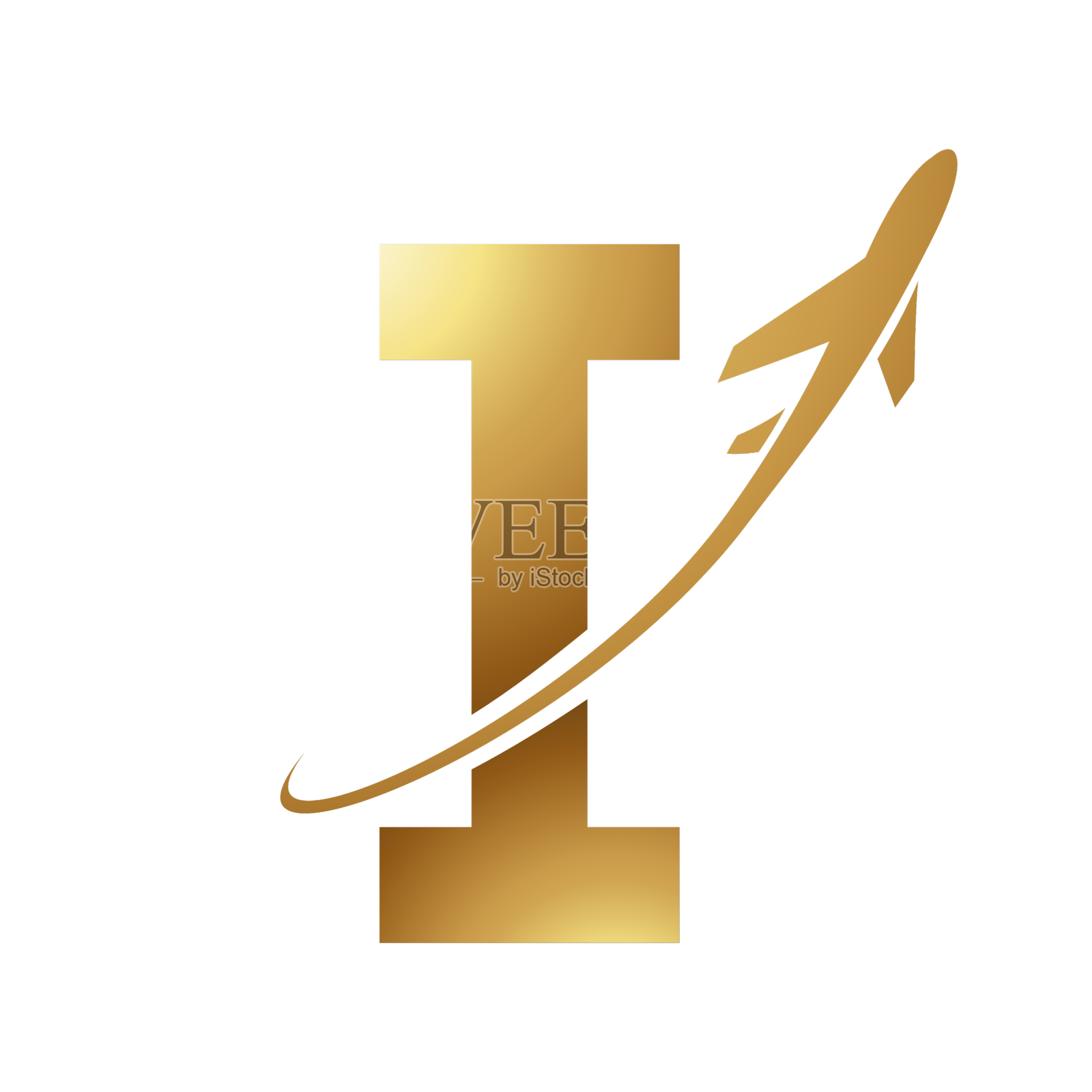 光泽的金色和黑色古董字母I图标设计元素图片