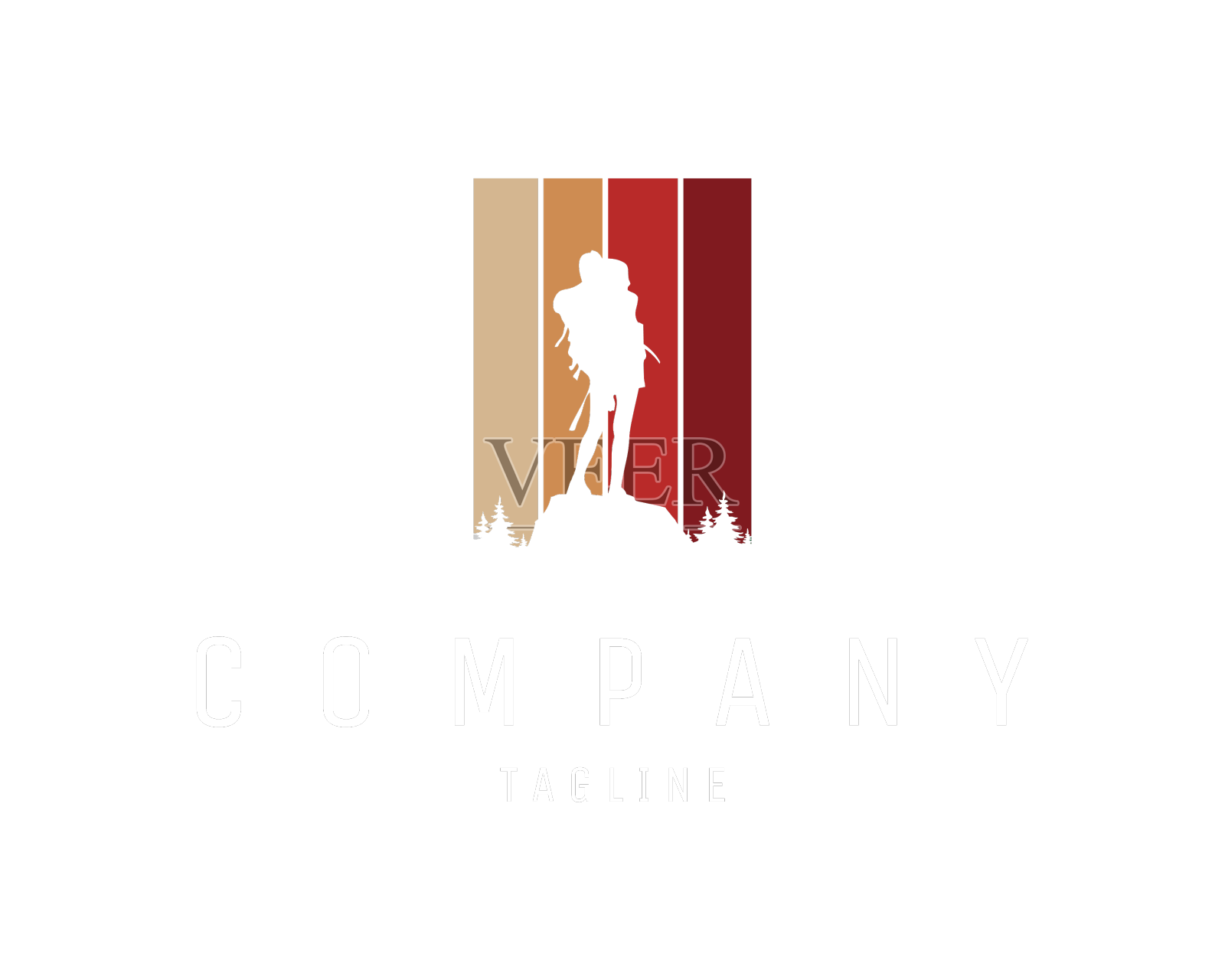 一个登山者在山上看的标志设计元素图片