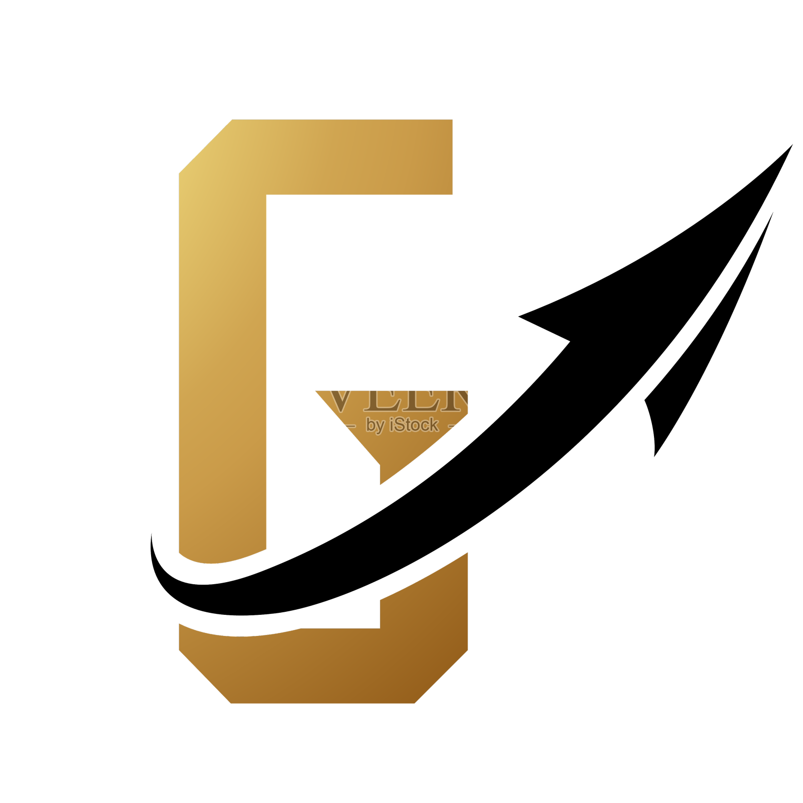 金色和黑色的未来主义字母g图标设计元素图片