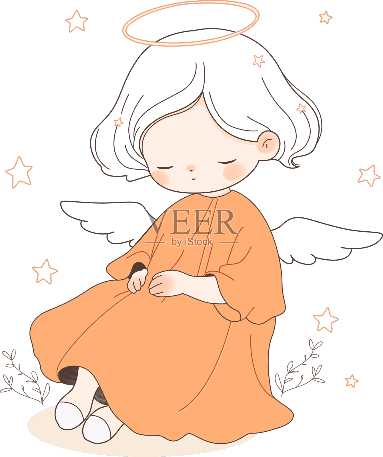 可爱的卡通小天使圣诞节和复活节设计元素图片