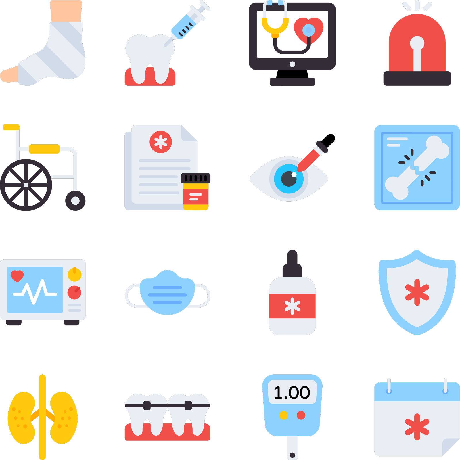 医疗保健平面图标包设计元素图片