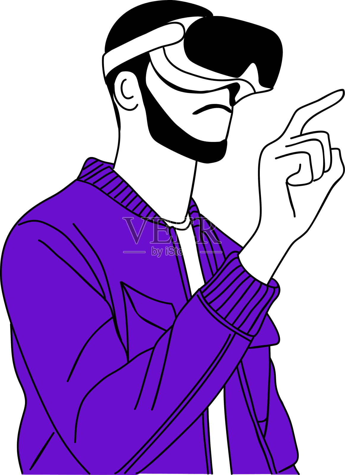 戴着vr头显的人被隔离在白色设计元素图片