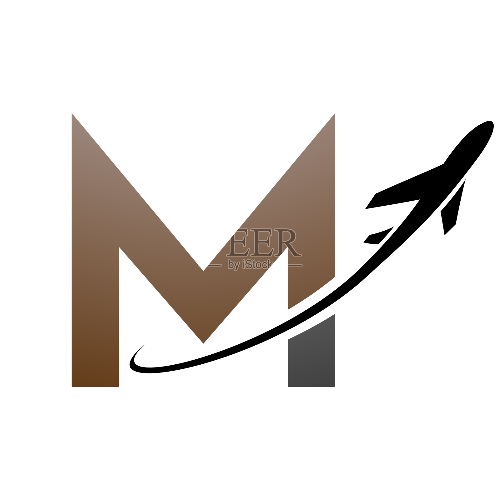 棕色和黑色大写字母m图标与一个设计元素图片