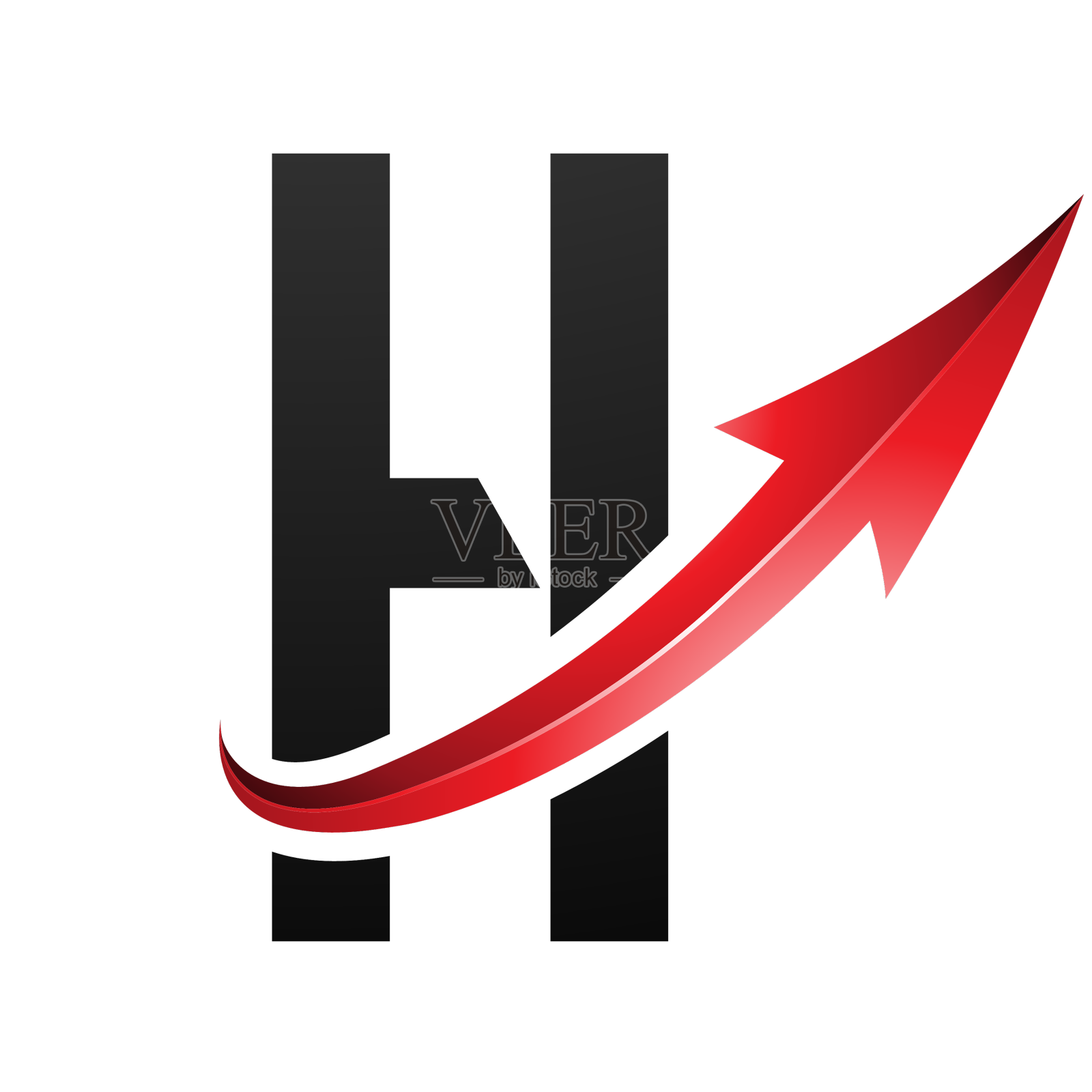 红黑相间的未来主义字母h图标设计元素图片