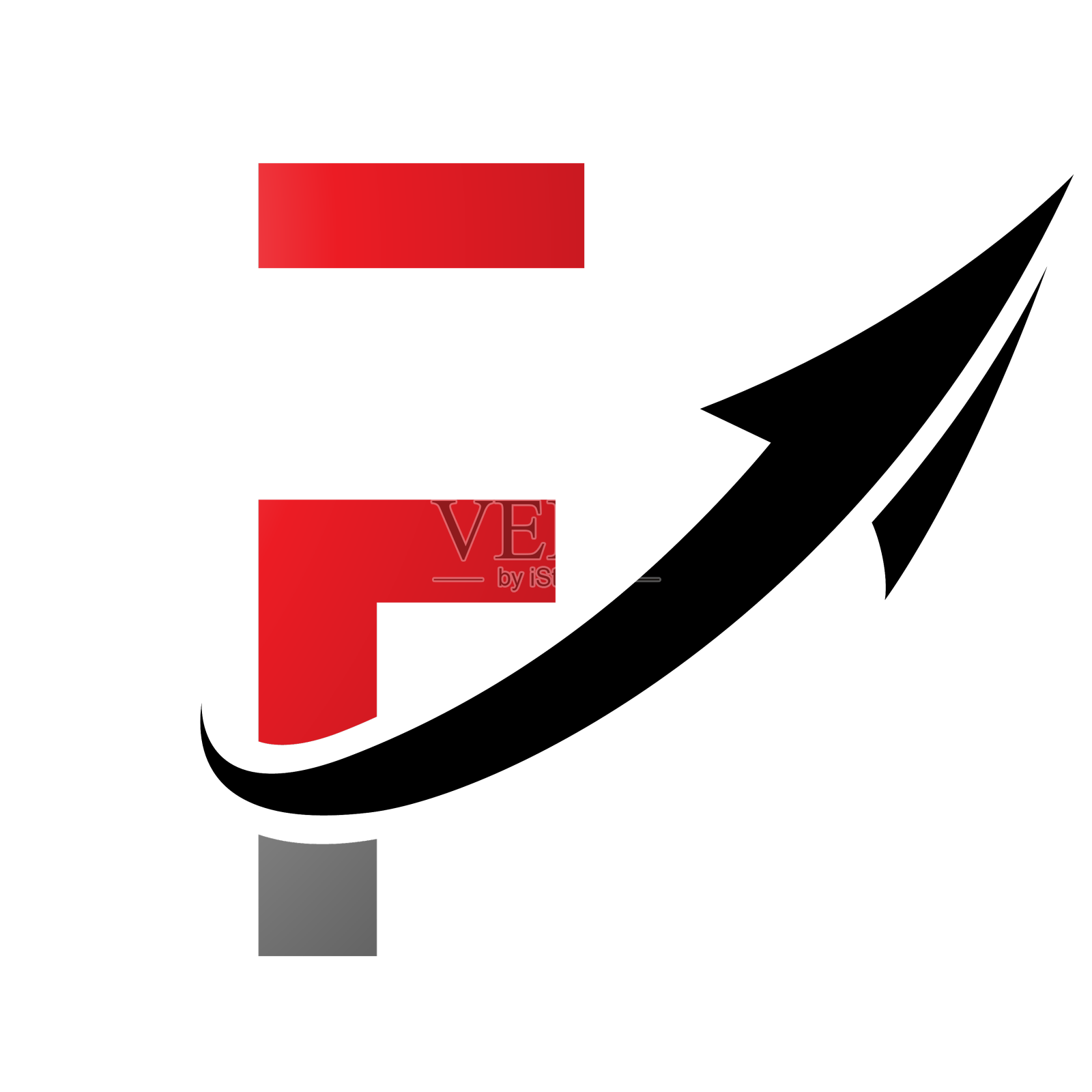 红黑相间的未来主义字母f图标设计元素图片