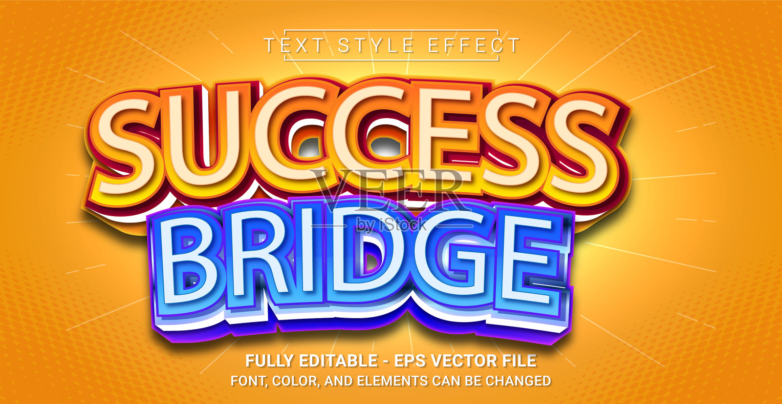 成功桥文字风格效果可编辑图形插画图片素材