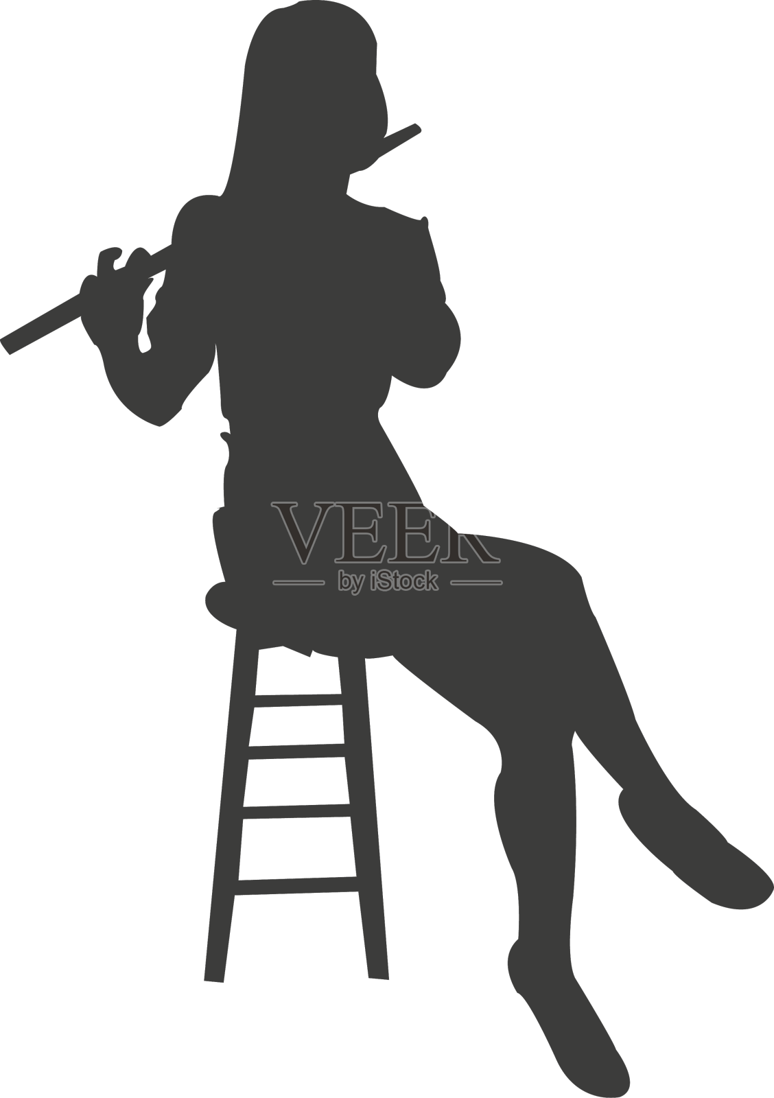 女笛手剪影设计元素图片