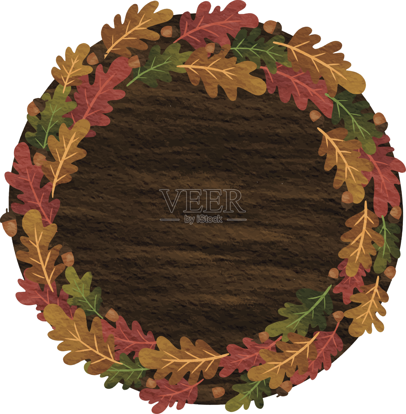 抽象的橡树叶花环在木横幅设计元素图片